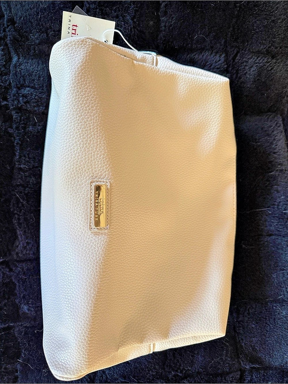 Trina Turk Pebbled Clutch/Cosmetic Bag in Cream NWT